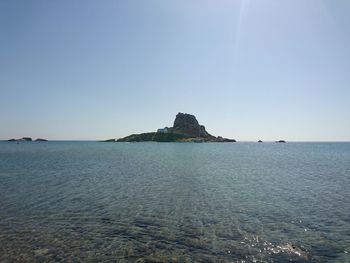 View of calm sea against clear sky