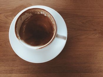 High angle view of coffee on table