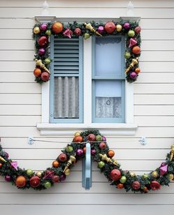 Christmas decorations on wall