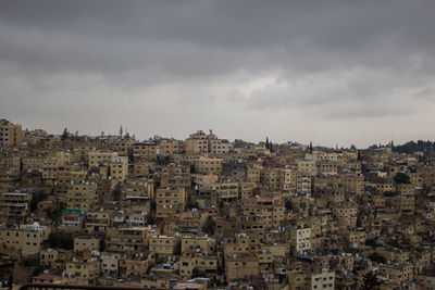 High angle shot of townscape against sky