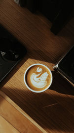 High angle view of coffee on table