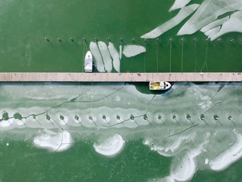 High angle view of swimming pool in sea