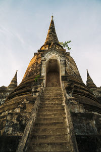 Low angle view of temple building against sky