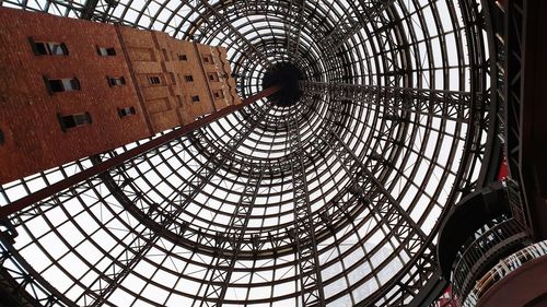 Low angle view of skylight in building