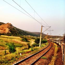 Railroad track at sunset