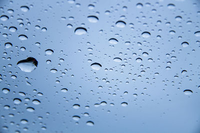 Full frame shot of wet glass window