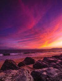 Scenic view of sea against sky at sunset