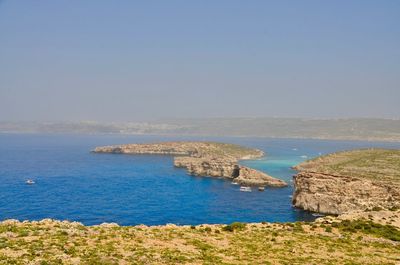 Scenic view of sea against clear sky