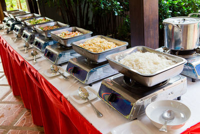 High angle view of food on table