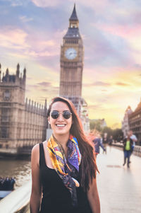 Portrait of a woman smiling in london 
