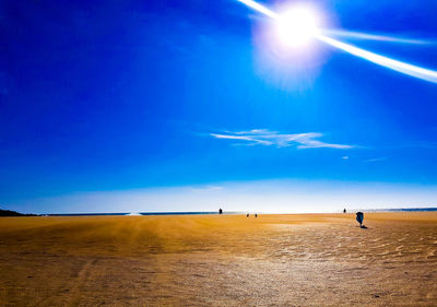 Scenic view of sea against blue sky