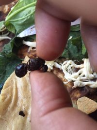 Close-up of person preparing food