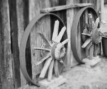 Close-up of rusty wheel