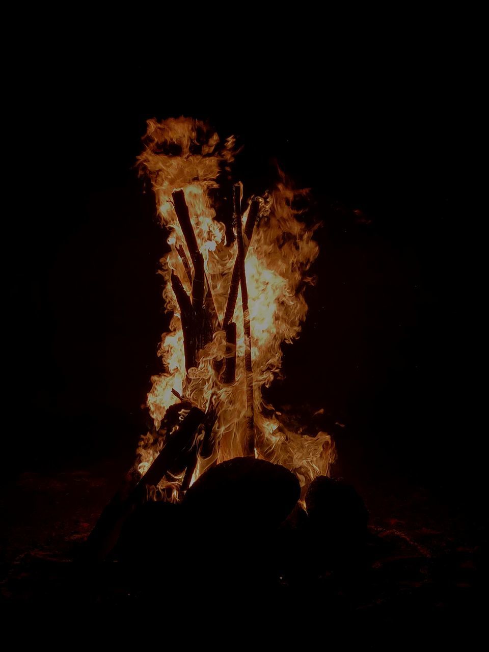 CLOSE-UP OF BONFIRE