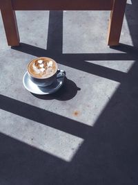 High angle view of coffee on table