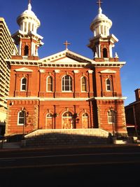 Low angle view of cathedral against clear sky