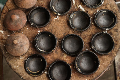 Full frame shot of old bottles