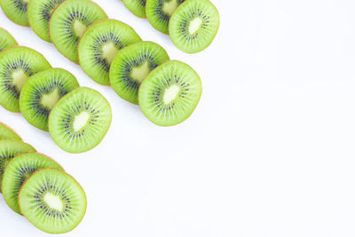 High angle view of fruits against white background