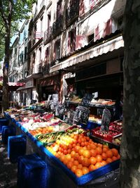 High angle view of vegetables for sale in market