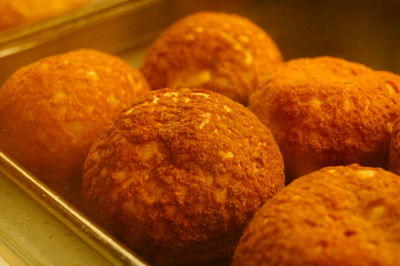 High angle view of bread in container