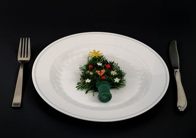 Close-up of vegetables in plate on table