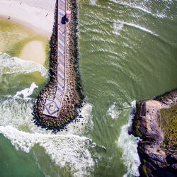 High angle view of river amidst rocks