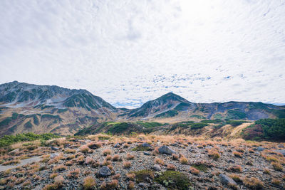 Scenic view of mountains against sky