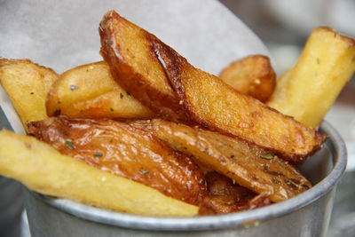 Close-up of french fries in bowl