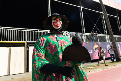 Cultural group is parading during the fuzue pre-carnival in the city of salvador, bahia.