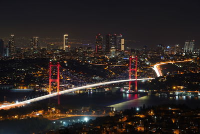  bisporus bridge in istanbul against sky at night