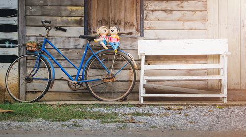 Bicycle parked outside building