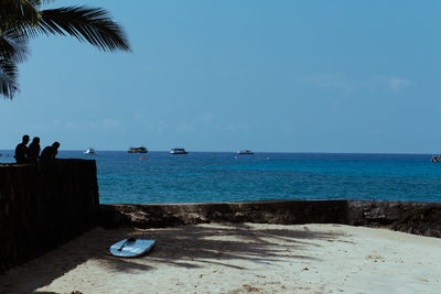 Scenic view of sea against clear sky