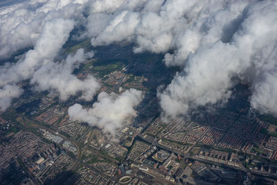 High angle view of buildings in city