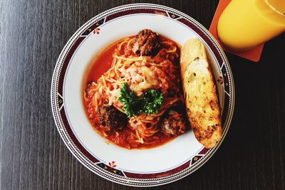 High angle view of meal served in plate