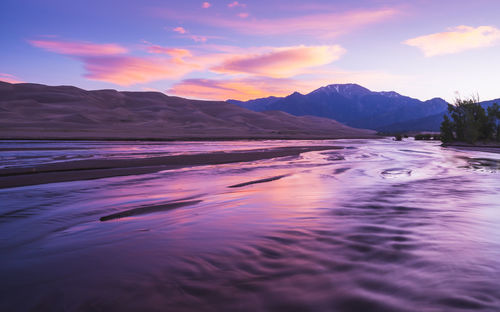 Scenic view of sea against sky during sunset