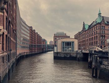 Bridge over canal amidst buildings in city