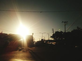 Electricity pylon at sunset