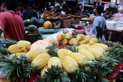 Various fruits for sale at market stall