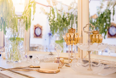 View of wine glass on table