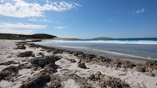 Scenic view of beach against sky