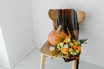 High angle view of flowers on table