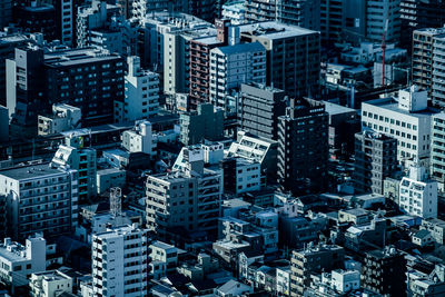 High angle view of buildings in city