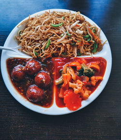 Close-up of food served in plate