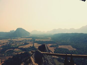 Scenic view of mountains against clear sky