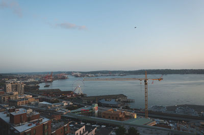 High angle view of harbor