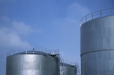 Low angle view of factory against sky