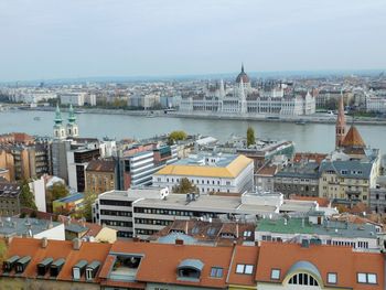 High angle view of city