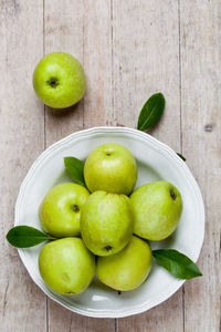 High angle view of apples in plate