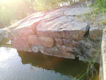 Reflection of rocks in water