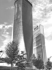 Low angle view of modern building against sky
